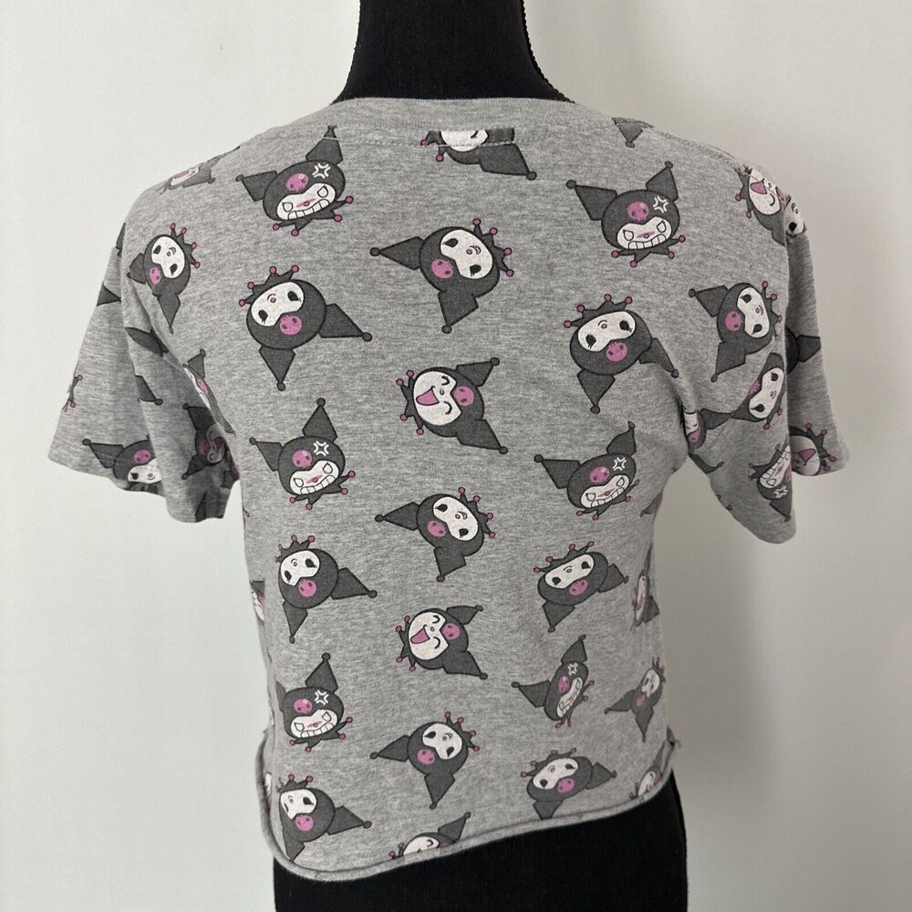 Kuromi By Sanrio Womens Size XS Crop Top Hello Kitty And Friends Gray Allover - Picture 8 of 9